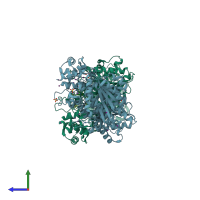 PDB entry 4oho coloured by chain, side view.