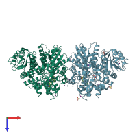 PDB entry 4ohp coloured by chain, top view.