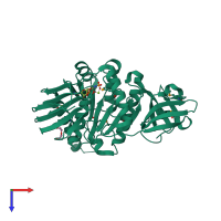 PDB entry 4ohv coloured by chain, top view.