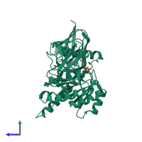 PDB entry 4ohw coloured by chain, side view.