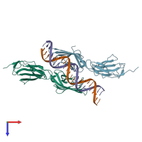 PDB entry 4oi8 coloured by chain, top view.