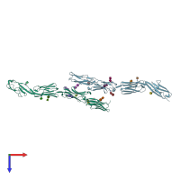 PDB entry 4oia coloured by chain, top view.