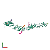Monomeric assembly 1 of PDB entry 4oib coloured by chemically distinct molecules, front view.