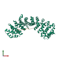 PDB entry 4oih coloured by chain, front view.