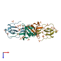 PDB entry 4oij coloured by chain, top view.