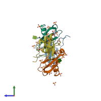 PDB entry 4oik coloured by chain, side view.