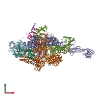 PDB entry 4oip coloured by chain, front view.