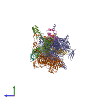 PDB entry 4oir coloured by chain, side view.