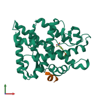 PDB entry 4oiu coloured by chain, front view.