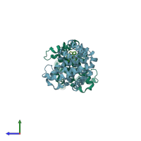 PDB entry 4oiv coloured by chain, side view.