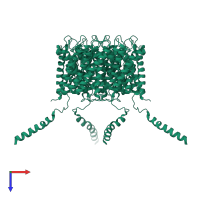 Aquaporin-2 in PDB entry 4oj2, assembly 1, top view.