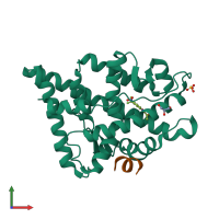 PDB entry 4oj9 coloured by chain, front view.