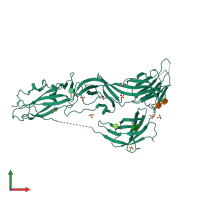 PDB entry 4ojc coloured by chain, front view.