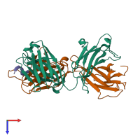 PDB entry 4ojf coloured by chain, top view.