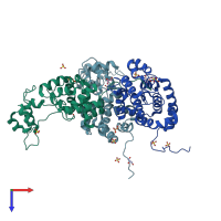 PDB entry 4ok7 coloured by chain, top view.