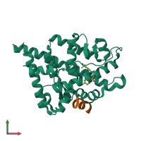 PDB entry 4okt coloured by chain, front view.