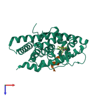 PDB entry 4okt coloured by chain, top view.