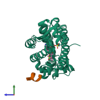 PDB entry 4okx coloured by chain, side view.