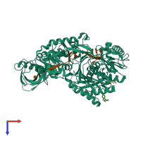 PDB entry 4olb coloured by chain, top view.