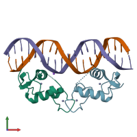 PDB entry 4oln coloured by chain, front view.