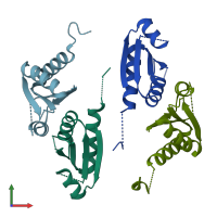 PDB entry 4olo coloured by chain, front view.
