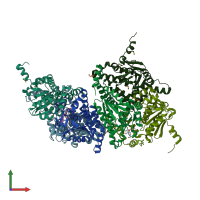 PDB entry 4olq coloured by chain, front view.