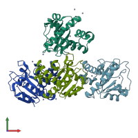 PDB entry 4ols coloured by chain, front view.
