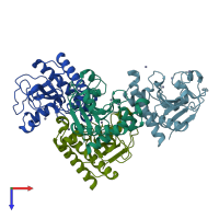 PDB entry 4ols coloured by chain, top view.