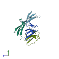 PDB entry 4om5 coloured by chain, side view.