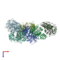 PDB entry 4omc coloured by chain, top view.