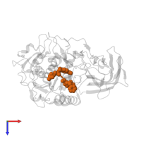 phenylacetyl-Arg-Val-Arg-(amidomethyl)benzamidine in PDB entry 4omd, assembly 1, top view.