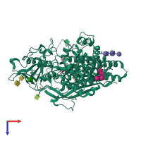 PDB entry 4ome coloured by chain, top view.