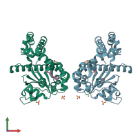 PDB entry 4omj coloured by chain, front view.
