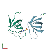 PDB entry 4omo coloured by chain, front view.