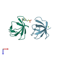 PDB entry 4omo coloured by chain, top view.