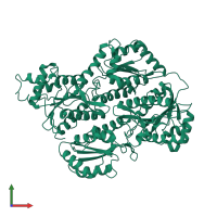 PDB entry 4omt coloured by chain, front view.