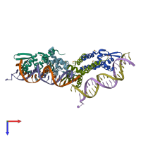 PDB entry 4omy coloured by chain, top view.