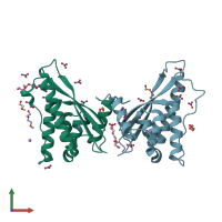 PDB entry 4on3 coloured by chain, front view.
