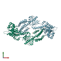 PDB entry 4on9 coloured by chain, front view.