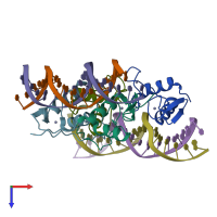 PDB entry 4ond coloured by chain, top view.