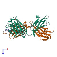 PDB entry 4onf coloured by chain, top view.