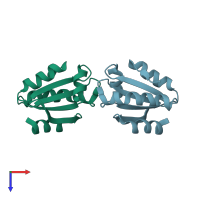 PDB entry 4oo4 coloured by chain, top view.