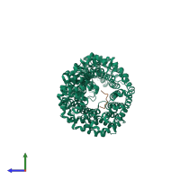 PDB entry 4oo6 coloured by chain, side view.