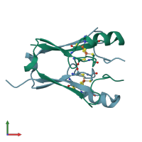 PDB entry 4oo7 coloured by chain, front view.