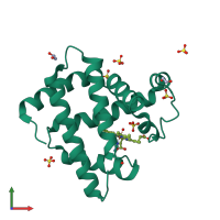 PDB entry 4ood coloured by chain, front view.