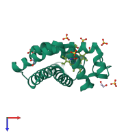 PDB entry 4ood coloured by chain, top view.