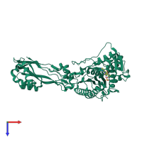 PDB entry 4oom coloured by chain, top view.