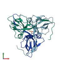 PDB entry 4ooq coloured by chain, front view.