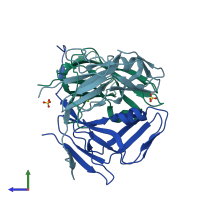 PDB entry 4ooq coloured by chain, side view.