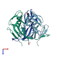 PDB entry 4ooq coloured by chain, top view.